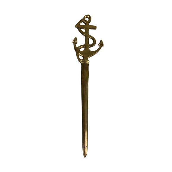 Vintage Brass Ship Anchor Letter Opener, Metal, Nautical Office Gift - Picture 1 of 8